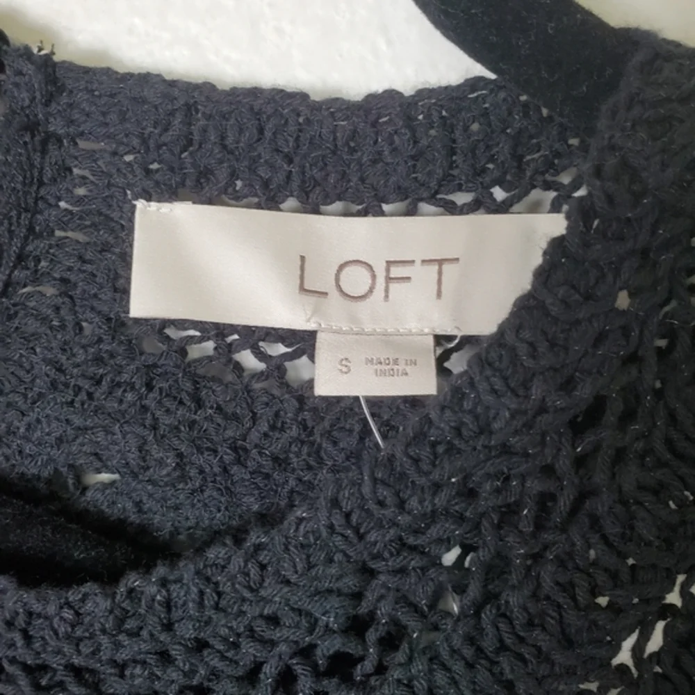 LOFT NWT‎ Women's Black Crochet Halter Neck Sleeveless Knit Cotton Midi Dress